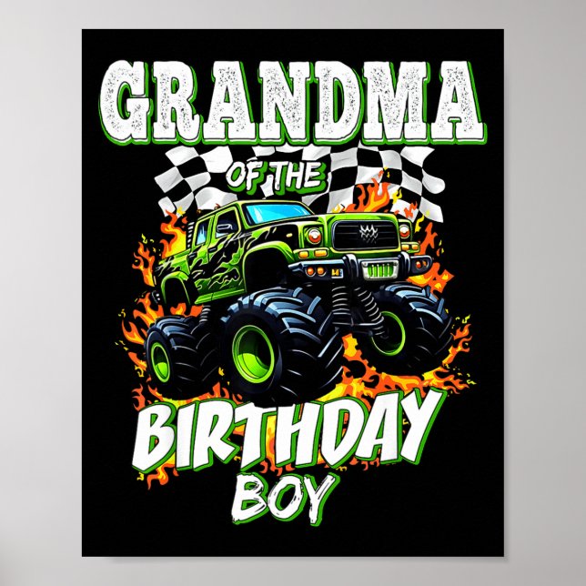 Grandma Of The Birthday Boy Monster Truck Birthday Poster (Vorne)