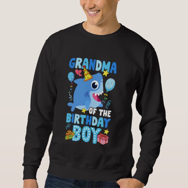 Grandma Of The Birthday Boy Shark Ocean Theme Fami Sweatshirt (Vorderseite)