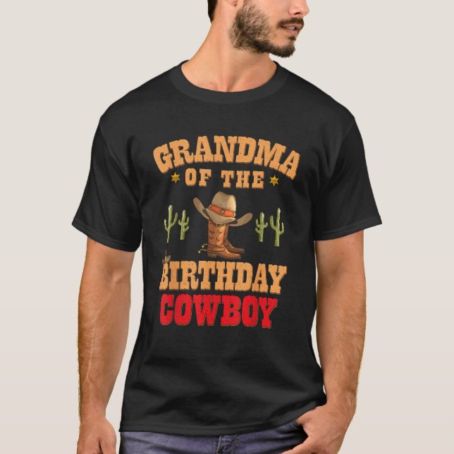 Grandma of The Birthday Cowboy Themed Birthday Boy T-Shirt (Vorderseite)