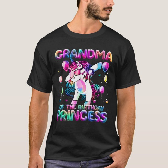 Grandma of the Birthday Princess Girl Dabbing Unic T-Shirt (Vorderseite)