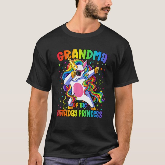 Grandma of the Birthday Princess Unicorn Grandma  T-Shirt (Vorderseite)