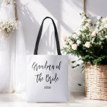 Grandma of the Bride Black White Wedding<br><div class="desc">Grandma of The Bride Wedding Tote Bag in Black and White,  Good for Weddings,  Bridal Party,  Rehearsal Dinner. Check out more products with this design in the collection below.</div>