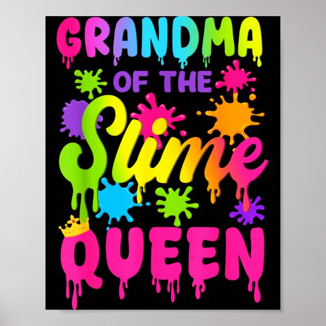 Grandma Of The Slime Queen Birthday Girl Family Pa Poster (Vorne)