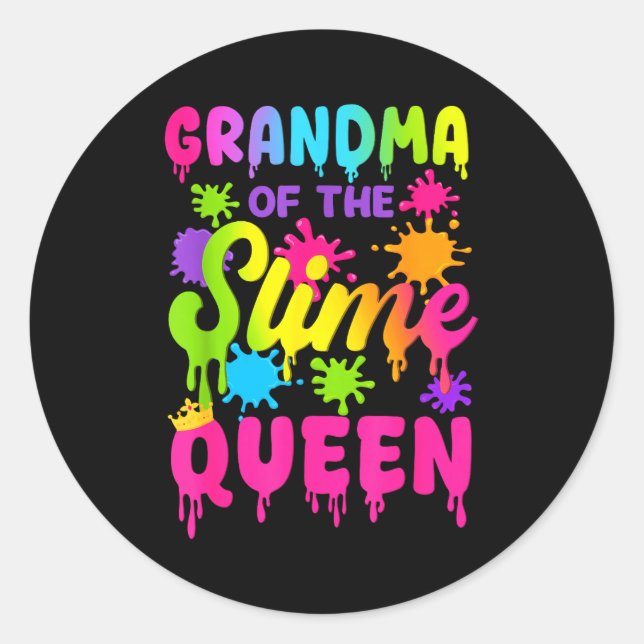 Grandma Of The Slime Queen Birthday Girl Family Pa Runder Aufkleber (Vorderseite)