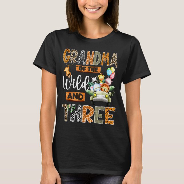 Grandma Of The Wild And Three 3rd Birthday Boy Saf T-Shirt (Vorderseite)