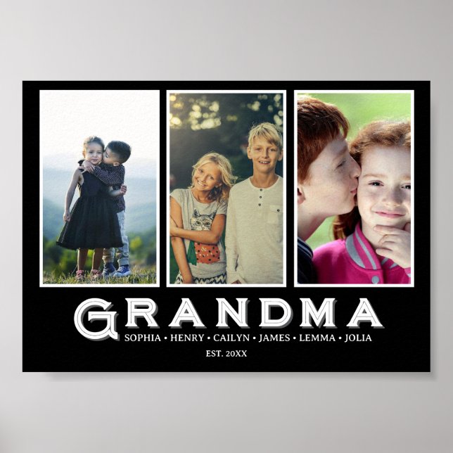 Grandma Photo Collage – Custom Grandkids Names Poster (Vorne)