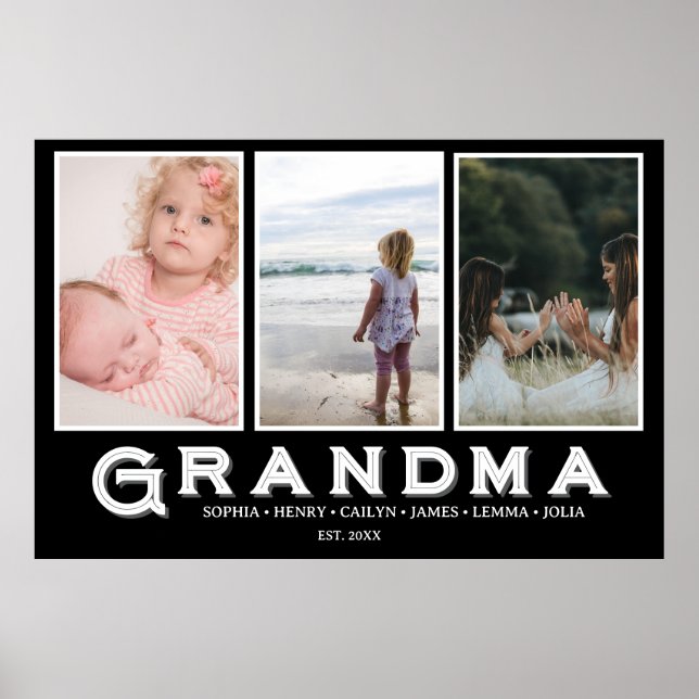 Grandma Photo Collage – Custom Grandkids Names Poster (Vorne)
