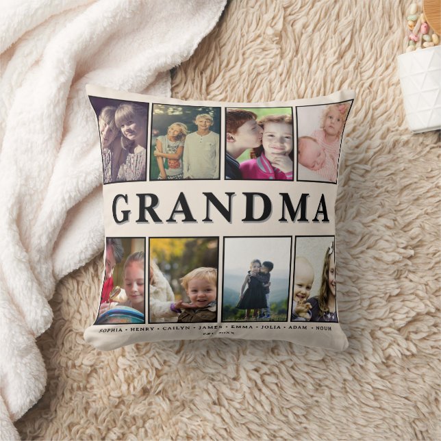 Grandma Pillow – 8 Photos & Grandkids’ Names Kissen (Decke)