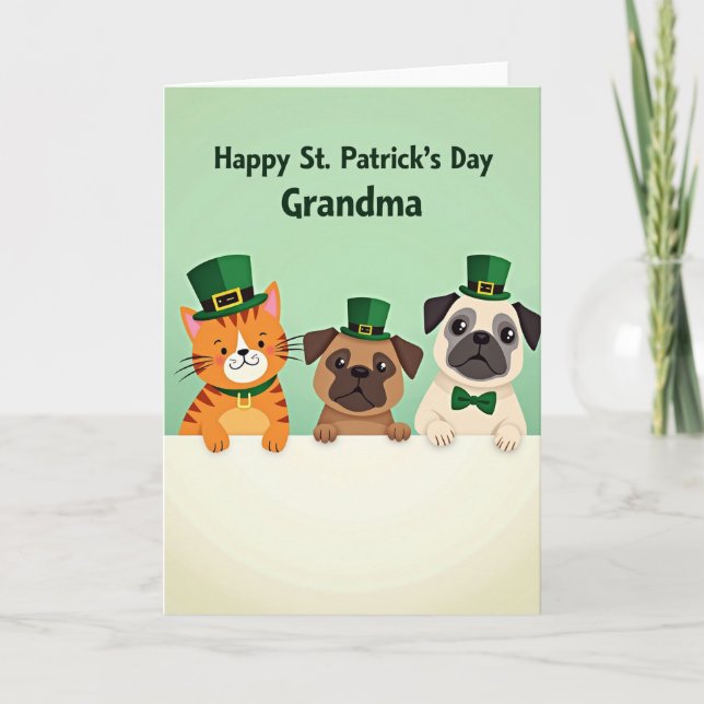 Grandma St Patricks Day Animal Card Karte (Vorderseite)