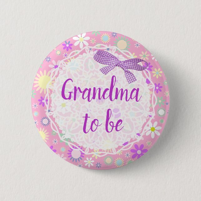 Grandma to be Floral Baby Shooting Button (Vorderseite)