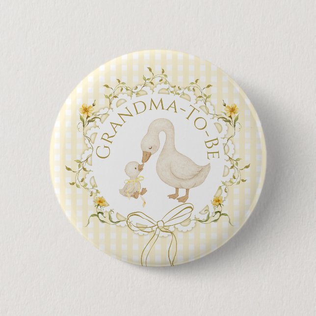 Grandma to be Silly Goose Gingham Baby Shower Button (Vorderseite)