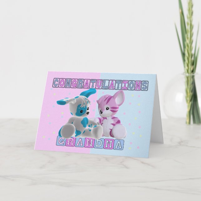 Grandma to Twins Glückwünsche Karte (Vorderseite)