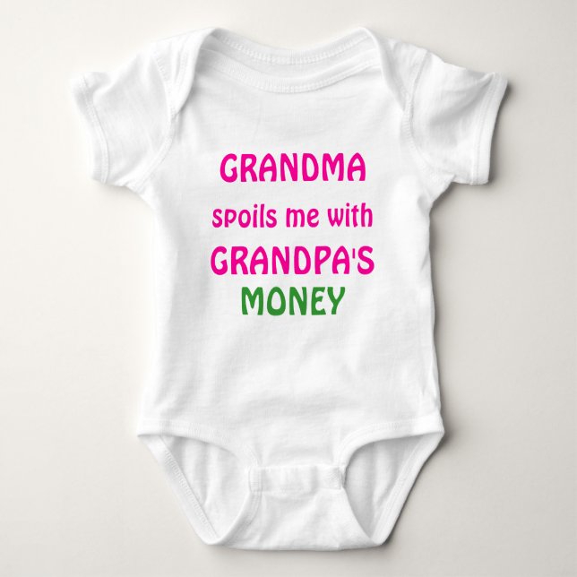 GRANDMA, verdirbt mich mit, GRANDPA'S, GELD Baby Strampler (Vorderseite)