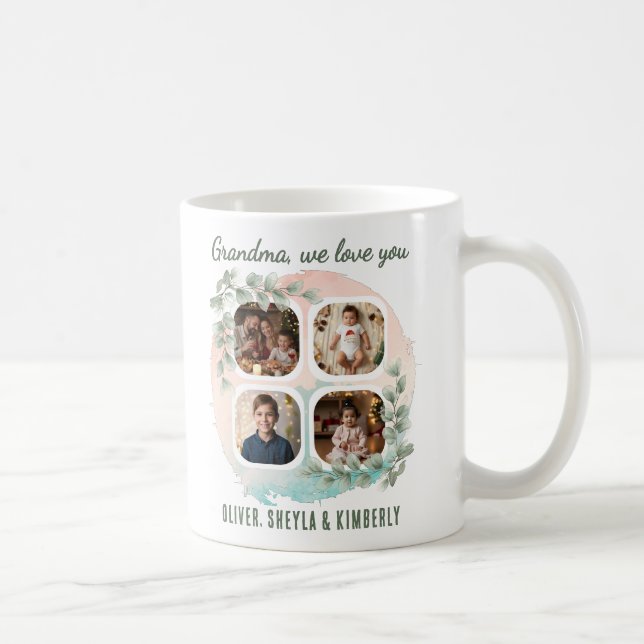 Grandma we love you 6 Photo Collage Eucalyptus Kaffeetasse (Rechts)