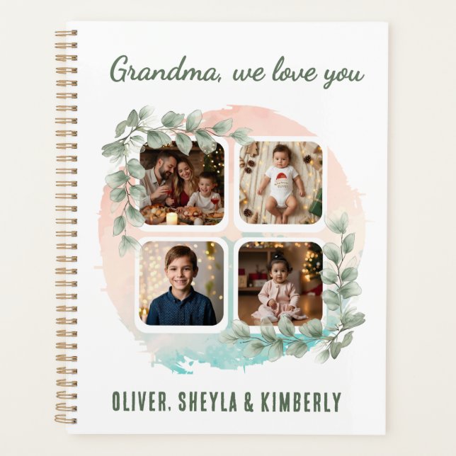 Grandma we love you 6 Photo Collage Eucalyptus Planer (Vorderseite)