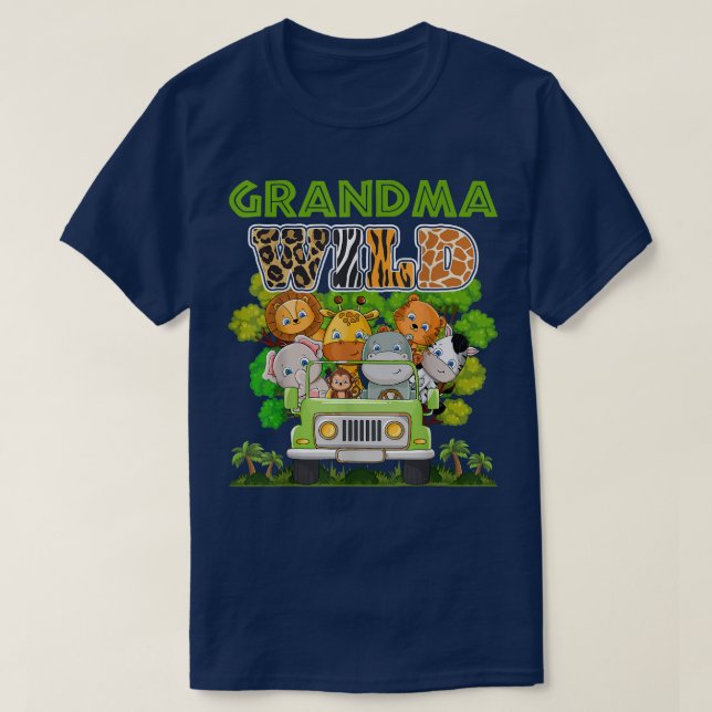 Grandma Wild Zoo Theme Birthday Truck Safari Jungl T-Shirt (Design vorne)