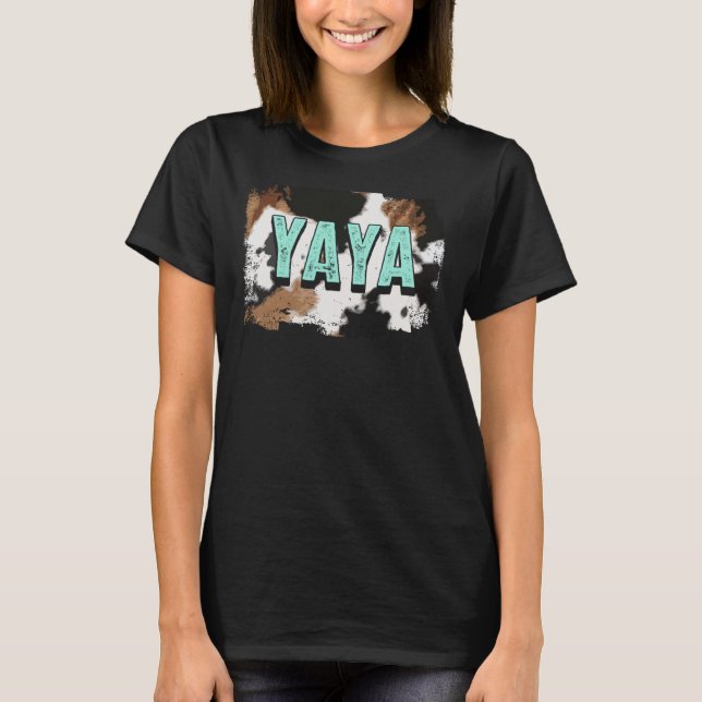 Grandma Yaya Cow Print Best Grandmother Mother's D T-Shirt (Vorderseite)