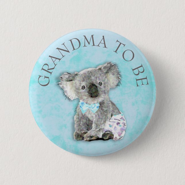 GRANDMA zum Baby Duschknopf Koala Bären Thema Button (Vorderseite)