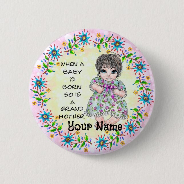 Grandmas Baby Girl  Button (Vorderseite)