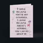 Grandma's Birthday with glitter flowers Card Karte<br><div class="desc">Glitter doodle daisies on cracked blush pink background for Grandma's birthday.</div>