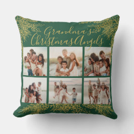 Grandma's Custom Elegant Christmas Photo Collage Kissen
