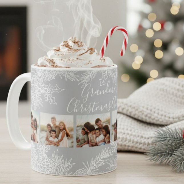 Grandma's Elegant Custom Christmas Photo Collage Kaffeetasse (Von Creator hochgeladen)