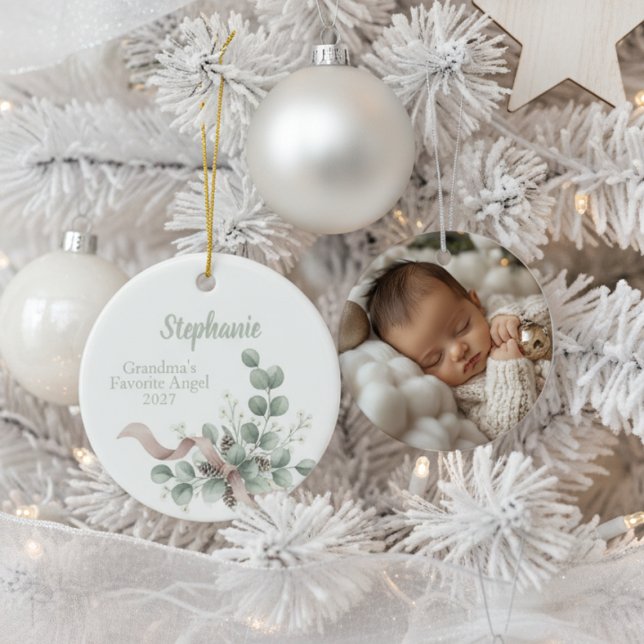 Grandma's Favorite Angel Keramik Ornament (Grandmother photo Christmas ornament
)