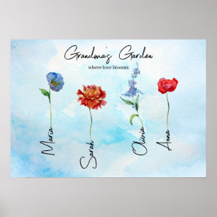 Grandmas Garden Personalisierte Familienkunst Poster