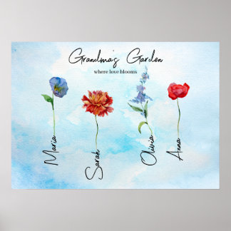 Grandmas Garden | Personalisierte Familienkunst Poster