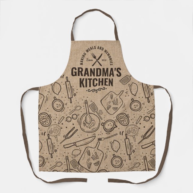 Grandmas Geschenk Nana Burlap Küche Backen Schürze (Vorderseite)