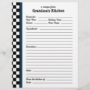 Grandmas Kitchen Checkered Blue Accent Rezept