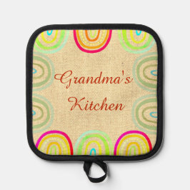 Grandma's Kitchen Folk Rainbow Pattern Topflappen