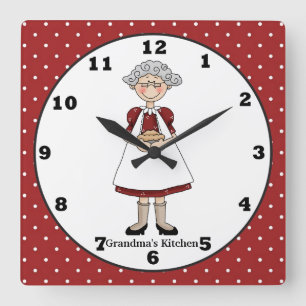 Grandma's Kitchen fun wall clock Quadratische Wanduhr