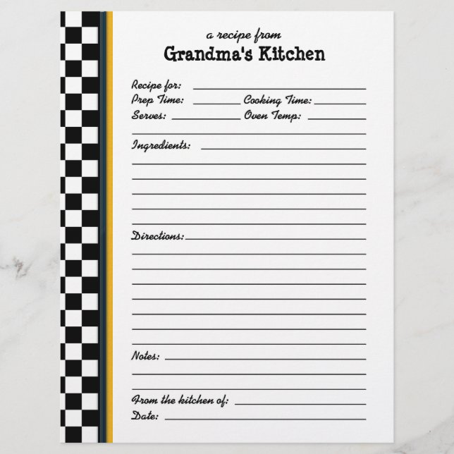 Grandmas Kitchen Gelbes Rezept (Vorderseite)