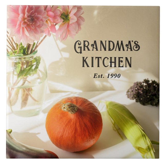 Grandma's Kitchen Personalized Ceramic Tile Gift Fliese (Vorderseite)