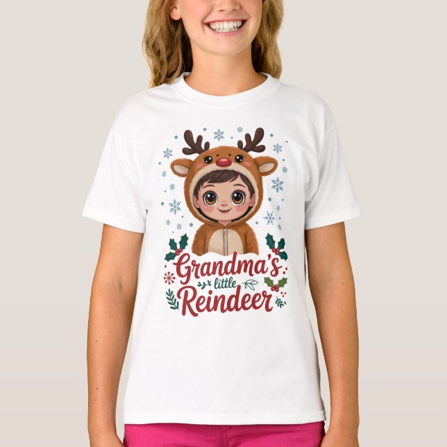 Grandma's Little Reindeer Christmas Gifts T-Shirt (Vorderseite)