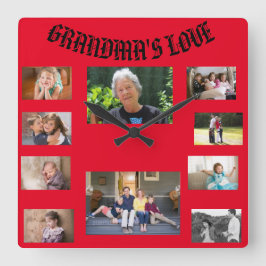 Grandma's Love Square Wall Clock Quadratische Wanduhr