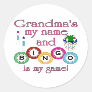 Grandmas mein Name Bingo ist mein Spiel Runder Aufkleber