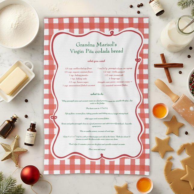Grandmas Recipe Red Gingham Family Keepsake Geschirrtuch (Von Creator hochgeladen)