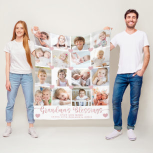 Grandmas Segnungen 16 Foto Rosa Herzen Weiß Fleecedecke