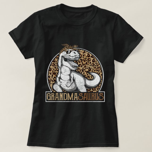 Grandmasaurus Dinosaur Grandma Leopard Shirt Mothe (Design vorne)