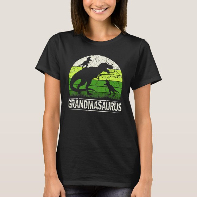 Grandmasaurus T Rex 2 Two Kid Dinosaurier Mütter D T-Shirt (Vorderseite)