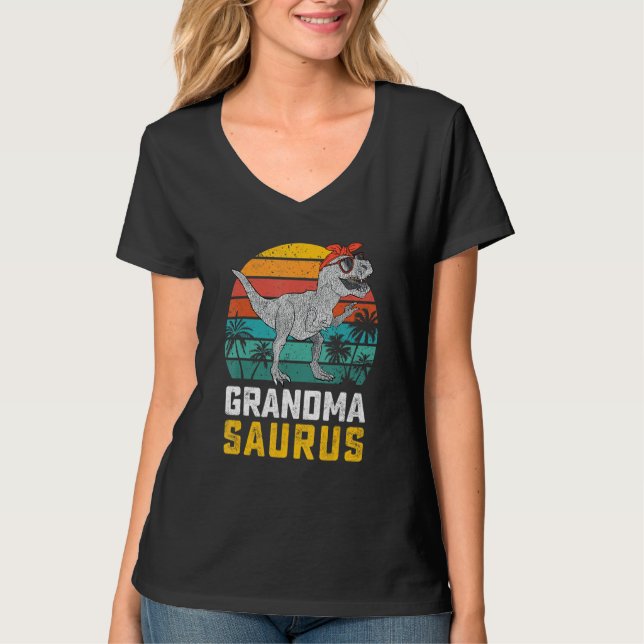 Grandmasaurus T Rex Dinosaur Oma Saurus Familie T-Shirt (Vorderseite)