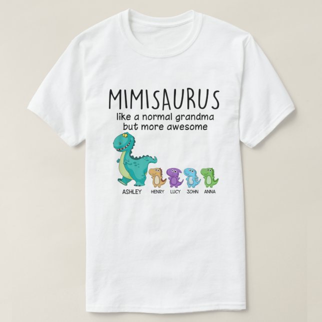 Grandmasaurus und Kinder Personalisiertes Shirt (Design vorne)