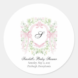 Grandmellenial Botanical Crest Baby Shower Runder Aufkleber