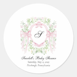 Grandmellenial Botanisches Wappen Baby Shower Runder Aufkleber