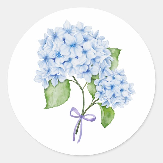 Grandmillenial blühende Hydrangea bosblau-Preppy Runder Aufkleber (Vorderseite)