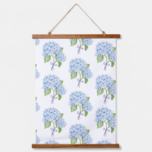Grandmillenial blühende Hydrangea bosblau-Preppy Wandteppich Mit Holzrahmen