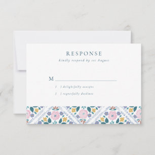 Grandmillenial Blumenmuster-Hochzeit RSVP Karte