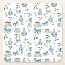 Grandmillenial Bow Watercolor Floral Untersetzer